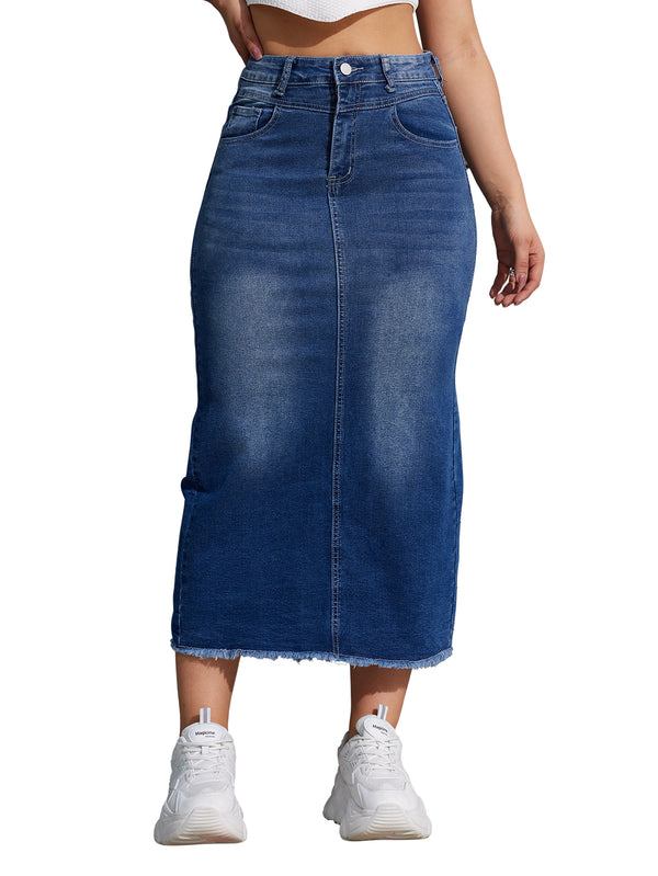 Basic Classic Denim Half Length Skirt