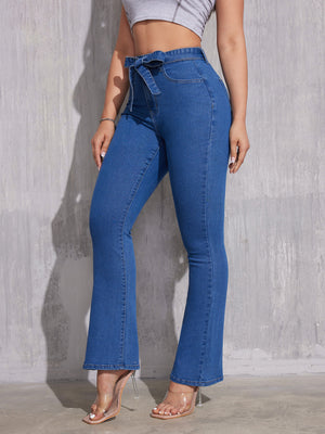 High Waisted Ribbon Vintage Nostalgia Jeans