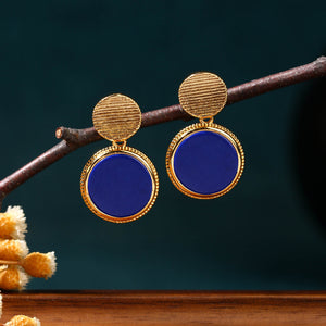 Lapis lazuli silver needle earrings