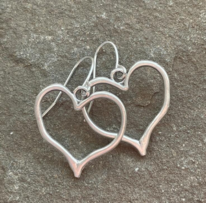 Vintage Silver Hollow Heart Earrings