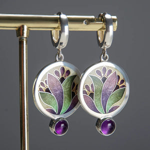 Creative Flower Inlaid Purple Earrings