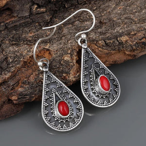 Ethnic style red exaggerated earrings