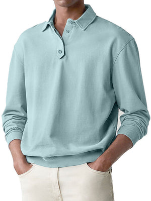 Men's Soild Color Polo Shirt Long Sleeve