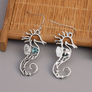 Vintage Seahorse Sapphire Earrings