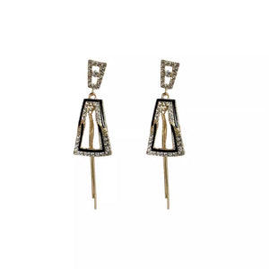 Geometric diamond studded tassel earrings