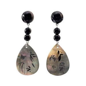 New Black Design WhiteEarrings