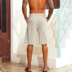 Mens Linen Shorts Casual Stretch Summer Beach Shorts