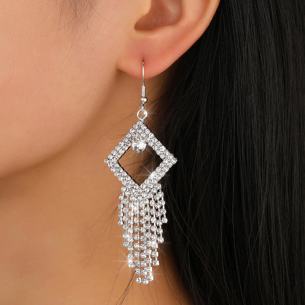 Square Hollow Tassel  Earrings