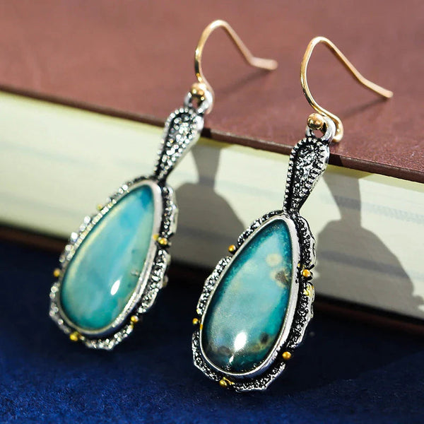 Vintage Rounded Turquoise Stone Earrings