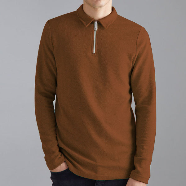 Men's Long Sleeve Soft Slim Fit Polo Sweater