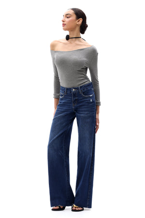 ONESO Women Coastal-Inspired Mid Rise Wide Leg Jeans