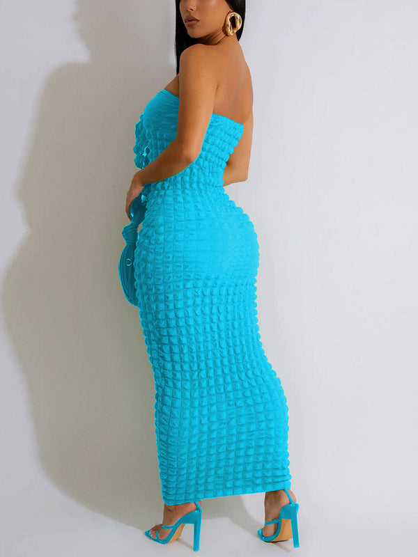 Strapless Bubble Bodycon Dress