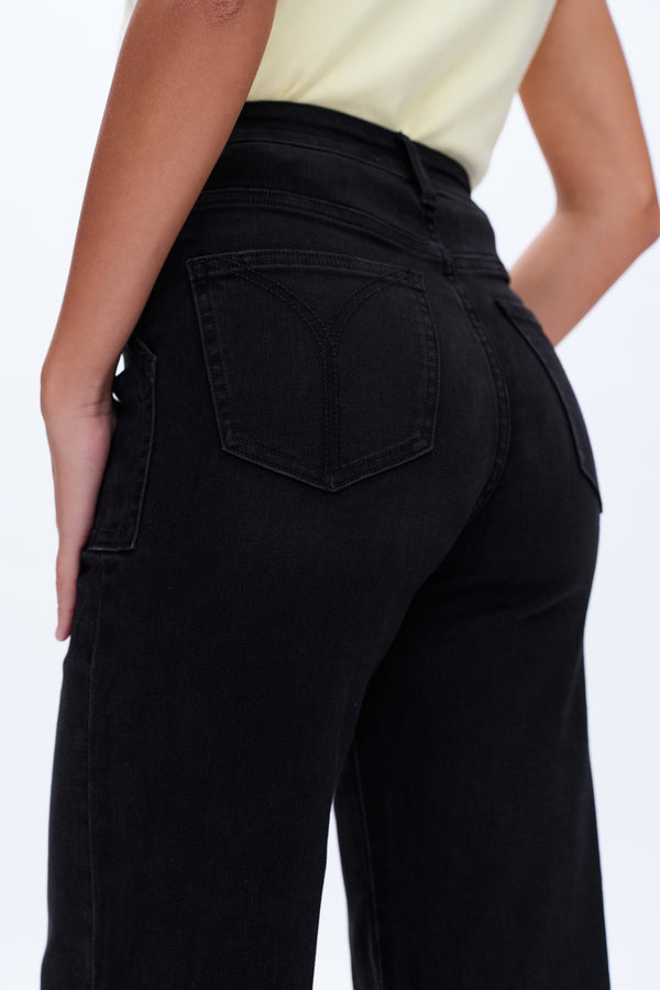 Utility Patch Pocket High Rise Wide Leg Jeans