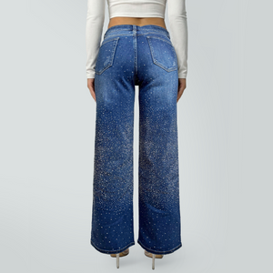 SHAPUM Midnight Shimmer Ombre Wide Leg Jeans