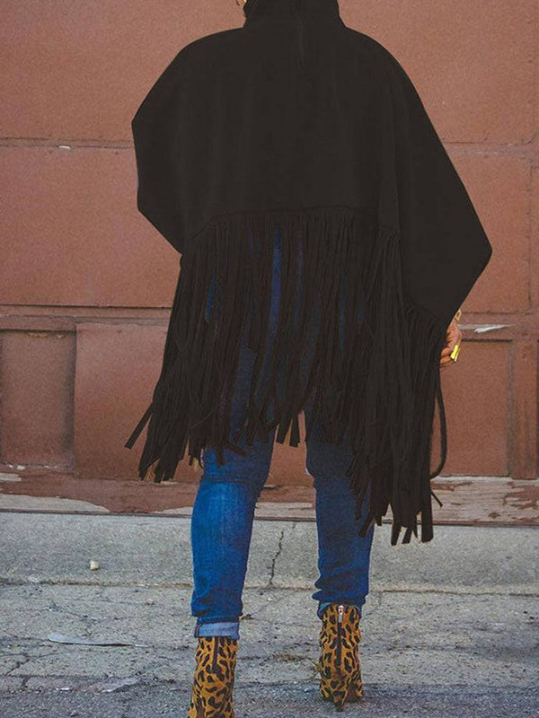 Solid Fringed Faux Suede Top