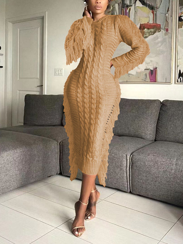 Knitted Tassel Sweater Dress