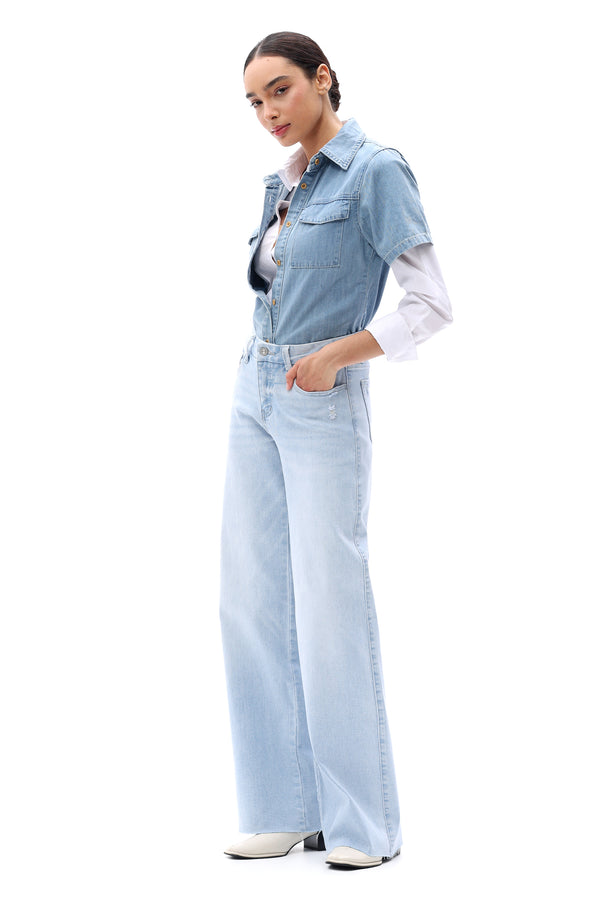 ONESO Women Effortless Mid Rise Wide Leg Jeans