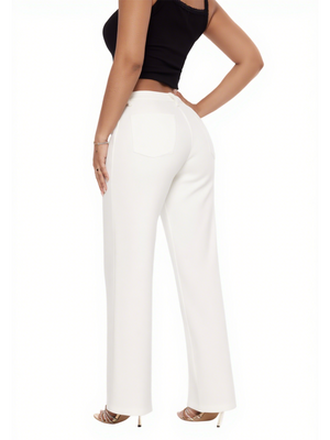 ONESO BBL Wide Leg Jeans for Women Stretchy Mid Low Rise Butts Lifting Baggy Jeans Trendy Loose Fit Cute Mom Jean Casual White