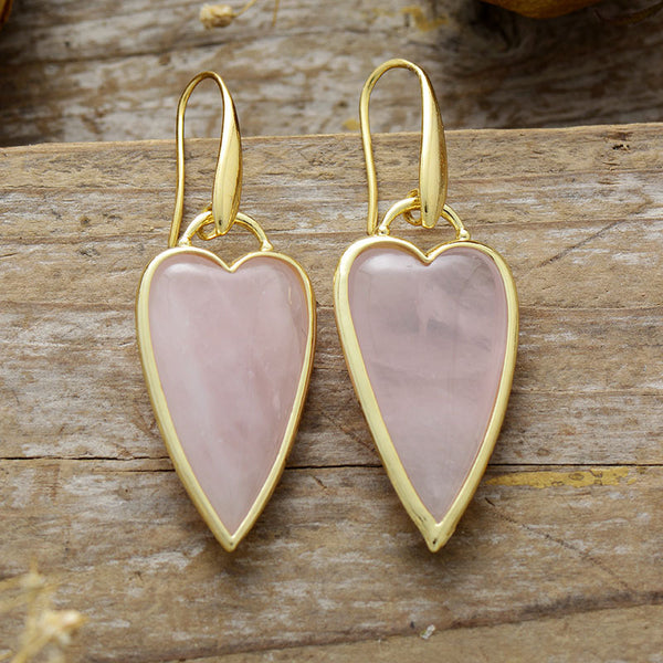 Natural Stone Heart Earrings