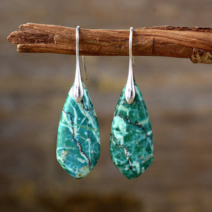 Natural stone water drop pendant earrings