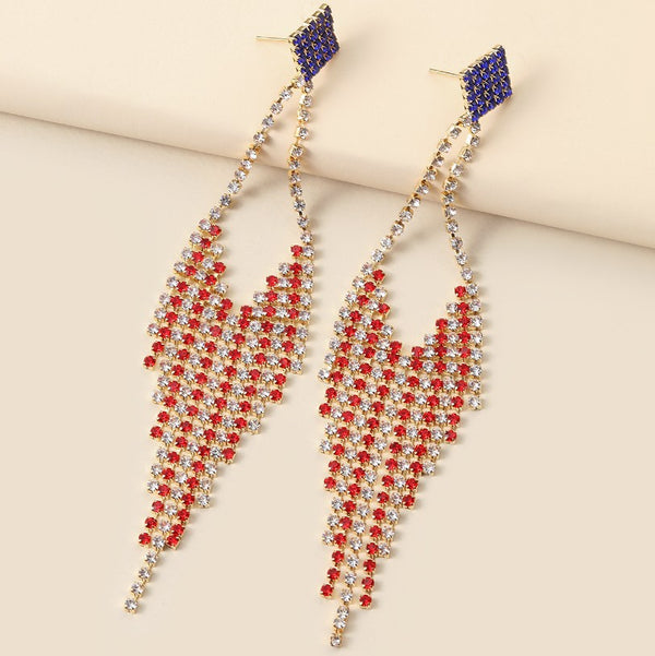 Tassel Flag Full Diamond Earrings