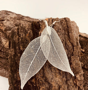 Long Hollow Leaf Earrings