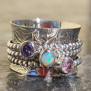 🔥🔥Last Day 49% OFF🎁Bohemian Gemstone Meditation Spinner Ring