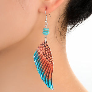 Angel Wings Two Tone Leather Earrings