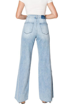 High Waisted Light Blue Wide Leg Jeans