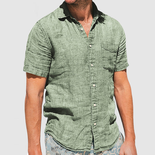 Gentleman's Vacation Soft Two-tone Cotton Linen Shirt