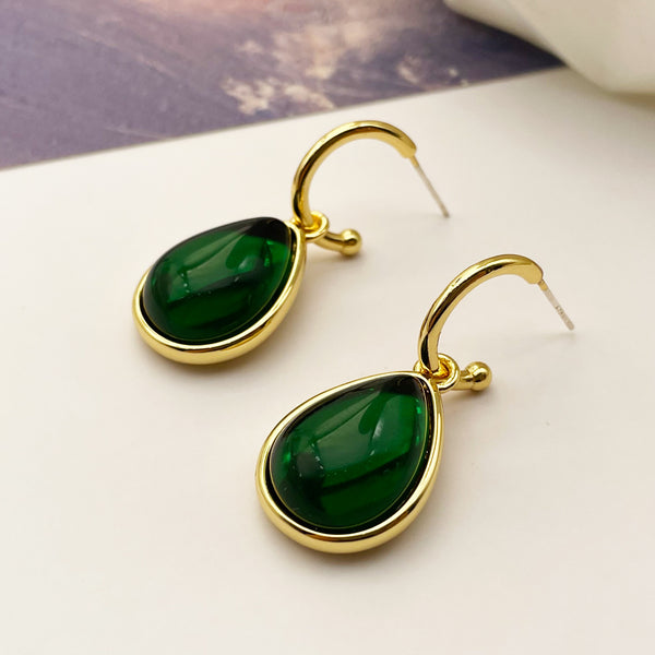 Vintage drop emerald earrings