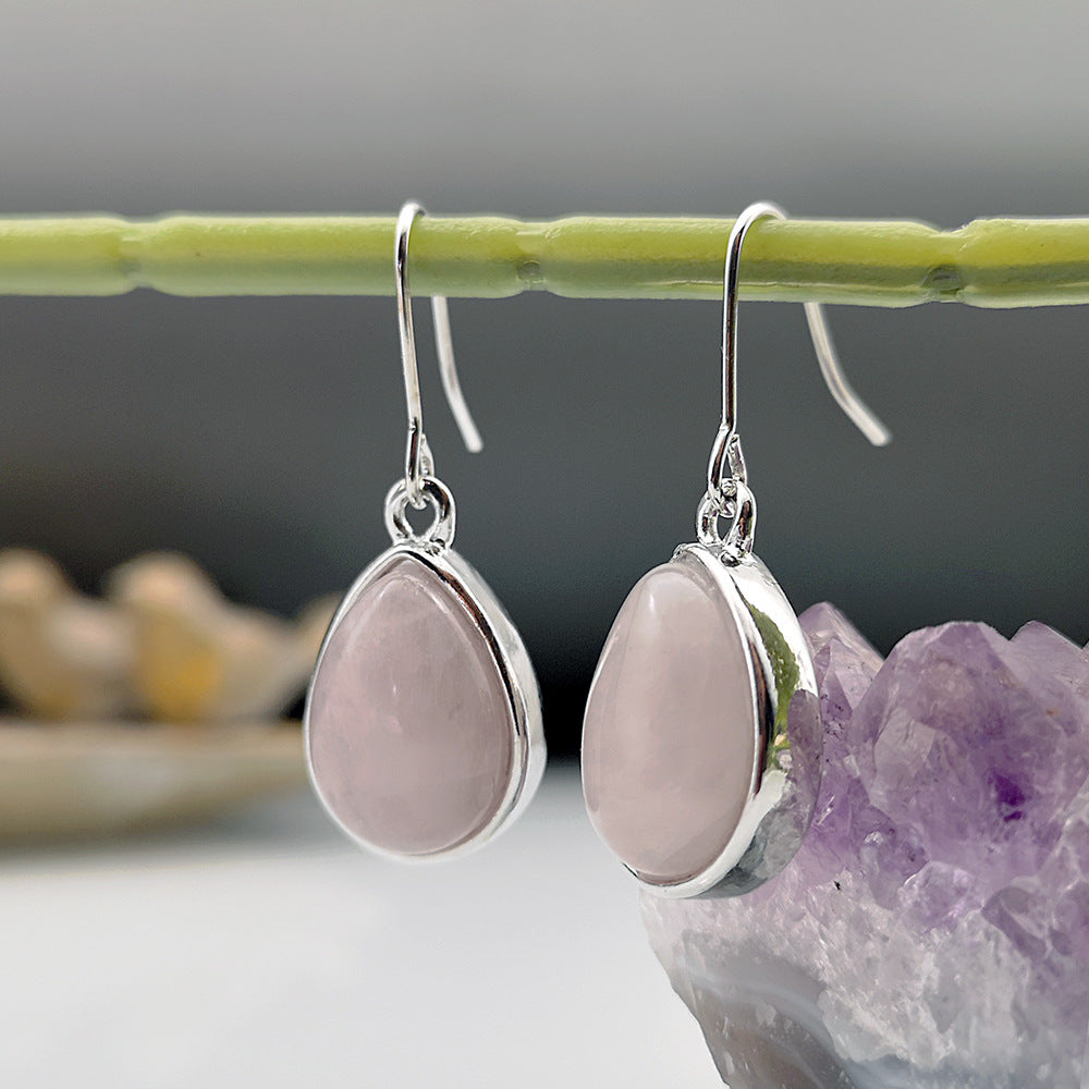 Pink Crystal Natural Stone Earrings