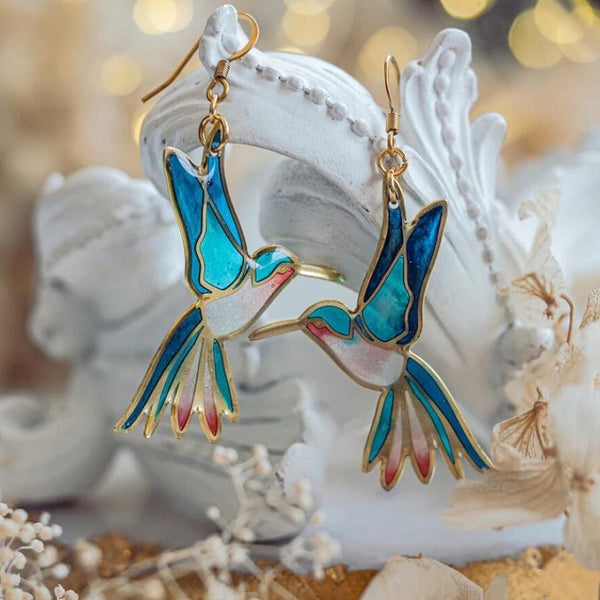 Colored Hummingbird Earrings