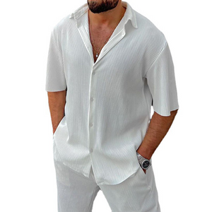 Men's Casual Solid Color Short Sleeve Set