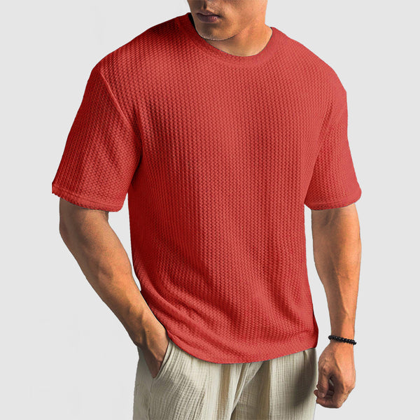 Men's Casual Knit Textured Breathable Crew Neck T-Shirt