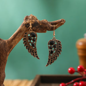 Vintage Green Zirconia Wings Earrings