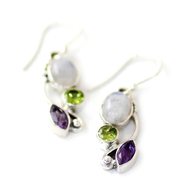 Colorful Zircon Moonlight Stone Earrings