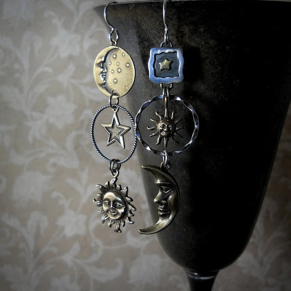 Sun-Moon Pendant Earrings