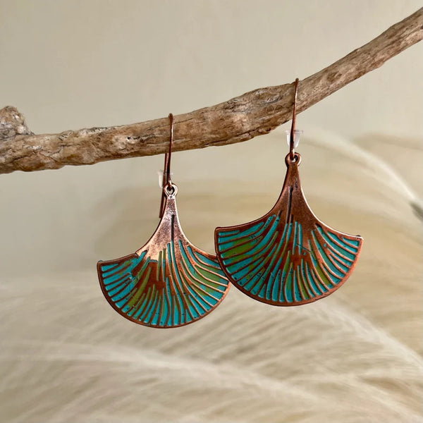 Leaf Plant Vein Pendant Earrings