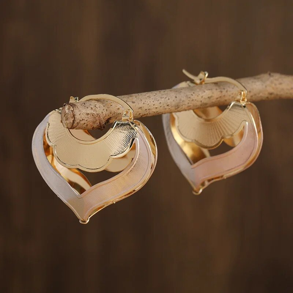 Vintage Golden Heart Etnic Earrings