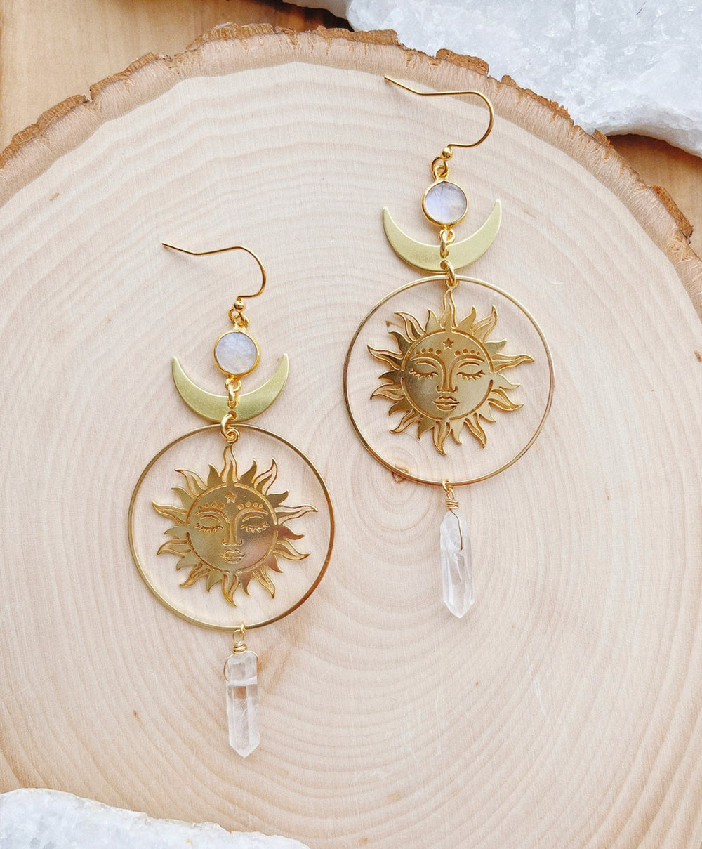 Sun And Moon Pendants Earrings