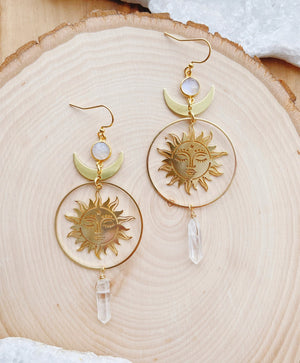 Sun And Moon Pendants Earrings