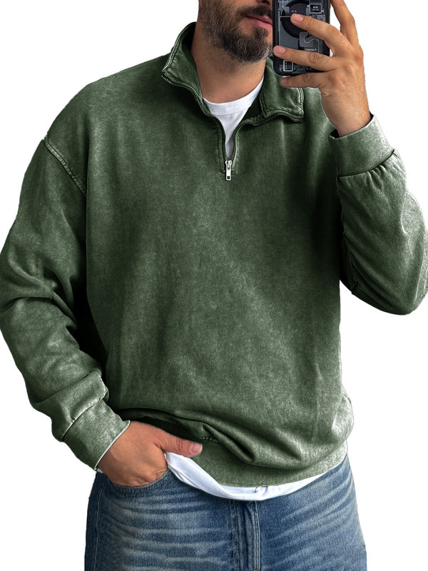 Men's Basic Zip Stand Up Sweatshirt