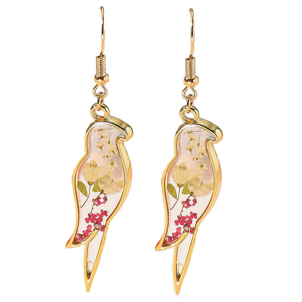 Dried Flower Bird Earrings