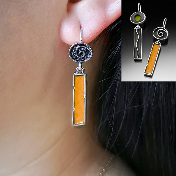 Asymmetric Enamel Earrings