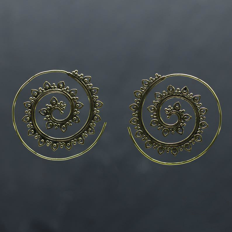 Lotus Spiral Gear Earrings