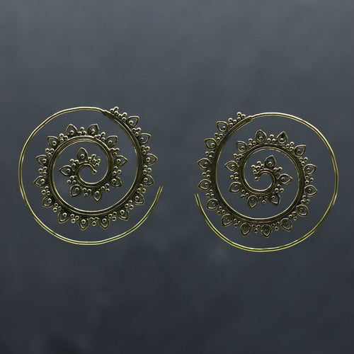 Lotus Spiral Gear Earrings