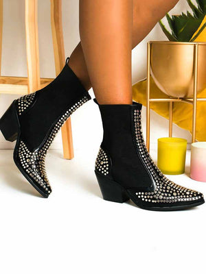 Studded Pointed Toe Booties