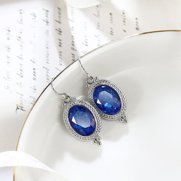 Retro Blue Crystal Earrings