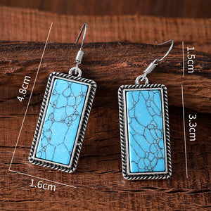 Retro Rectangular Turquoise Earrings